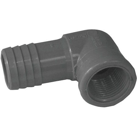 Boshart 1 In. x 3/4 In. FIP 90 Deg. Reducing Polypropylene Insert Elbow 1/4 Bend UPVCFRE-1007